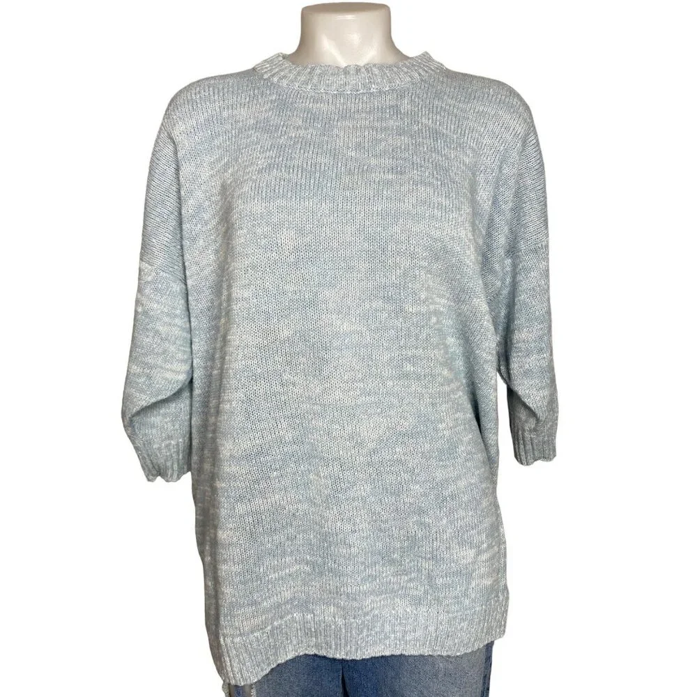 Vintage Venezia Light Blue Half Sleeve Sweater Size 2X - Picture 1 of 9